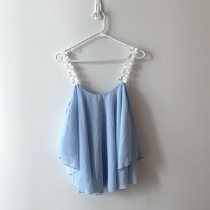 Dreamy blue top with floral straps